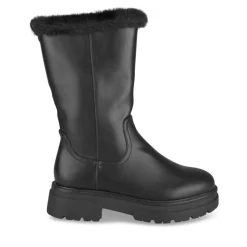Bottes Fourré NOIR Fille Motif Uni Fermeture éclair
