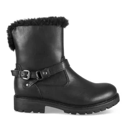 Bottes Fourré NOIR Fille Motif Fausse Fourrure Fermeture éclair