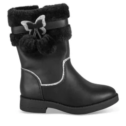 Bottes Fourré NOIR Fille Motif Fausse Fourrure Fermeture éclair