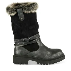 Bottes Fourré NOIR Fille Motif Iridescent Fermeture éclair