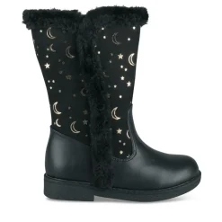 Bottes Fourré NOIR Fille Motif Uni Fermeture éclair