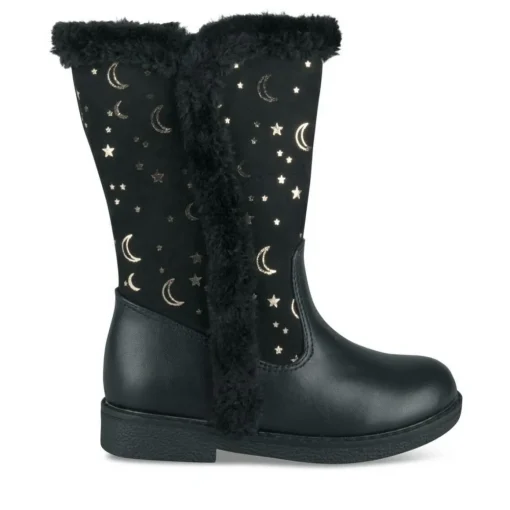 Bottes Fourré NOIR Fille Motif Uni Fermeture éclair