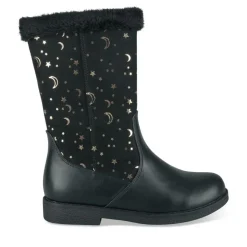 Bottes Fourré NOIR Fille Motif Uni Fermeture éclair