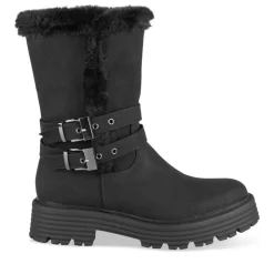 Bottes Fourré NOIR Fille Motif Fausse Fourrure Fermeture éclair