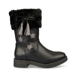 Bottes Fourré NOIR Fille Motif Uni Fermeture éclair