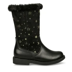 Bottes Fourré NOIR Fille Motif Uni Fermeture éclair