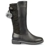 Bottes Fourré NOIR Fille Motif Uni Fermeture éclair