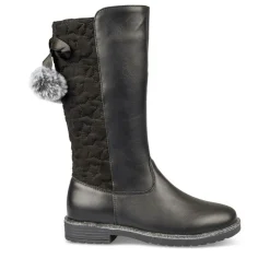 Bottes Fourré NOIR Fille Motif Uni Fermeture éclair