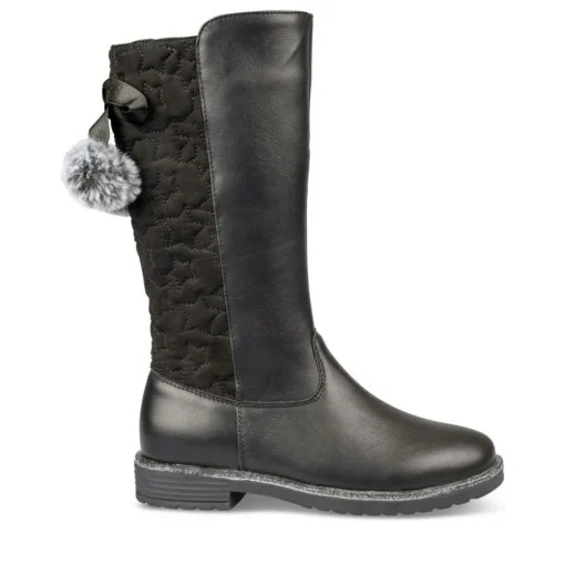 Bottes Fourré NOIR Fille Motif Uni Fermeture éclair