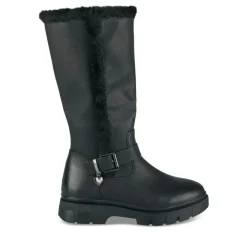 Bottes Fourré NOIR Fille Motif Uni Fermeture éclair