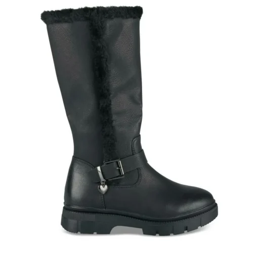 Bottes Fourré NOIR Fille Motif Uni Fermeture éclair