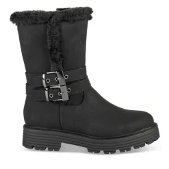 Bottes Fourré NOIR Fille Motif Fausse Fourrure Fermeture éclair