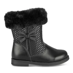 Bottes Fourré NOIR Fille Motif Uni Fermeture éclair