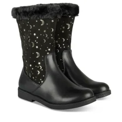 Bottes Fourré NOIR Fille Motif Iridescent Fermeture éclair