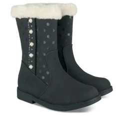 Bottes Fourré NOIR Fille Motif Uni Fermeture éclair