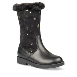 Bottes Fourré NOIR Fille Motif Uni Fermeture éclair