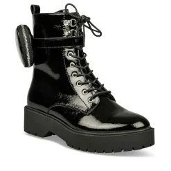 Bottes Fourré NOIR Fille Motif Uni Lacets