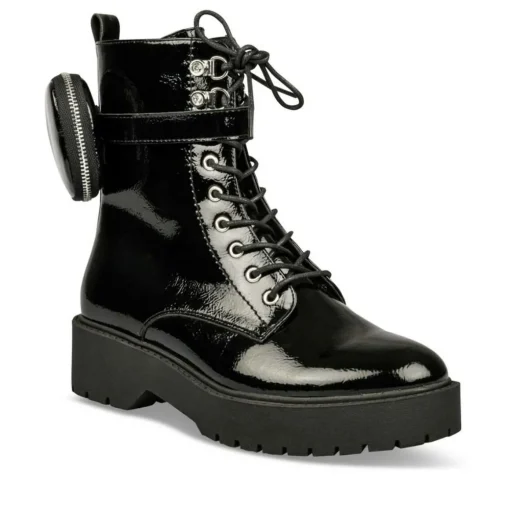 Bottes Fourré NOIR Fille Motif Uni Lacets