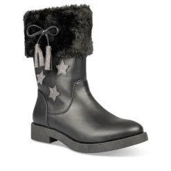 Bottes Fourré NOIR Fille Motif Uni Fermeture éclair