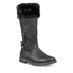Bottes Fourré NOIR Fille Motif Uni Fermeture éclair