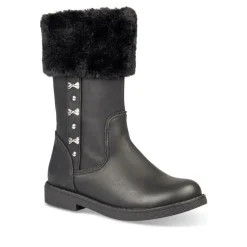 Bottes Fourré NOIR Fille Motif Uni Fermeture éclair