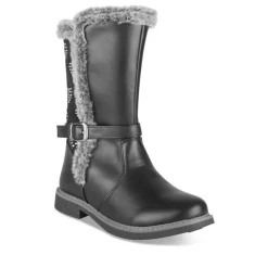Bottes Fourré NOIR Fille Motif Coeurs Fermeture éclair