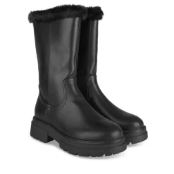 Bottes Fourré NOIR Fille Motif Uni Fermeture éclair