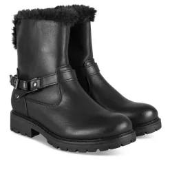 Bottes Fourré NOIR Fille Motif Fausse Fourrure Fermeture éclair