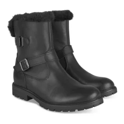 Bottes Fourré NOIR Fille Motif Fausse Fourrure Fermeture éclair