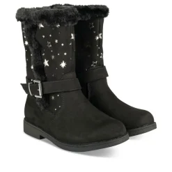 Bottes Fourré NOIR Fille Motif Etoiles Fermeture éclair
