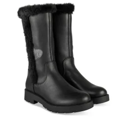 Bottes Fourré NOIR Fille Motif Coeurs Fermeture éclair
