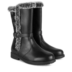 Bottes Fourré NOIR Fille Motif Coeurs Fermeture éclair