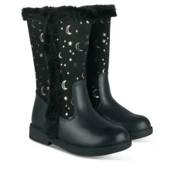 Bottes Fourré NOIR Fille Motif Uni Fermeture éclair