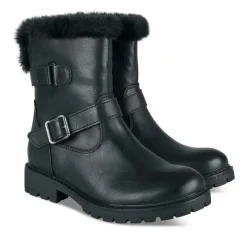Bottes Fourré NOIR Fille Motif Fausse Fourrure Fermeture éclair