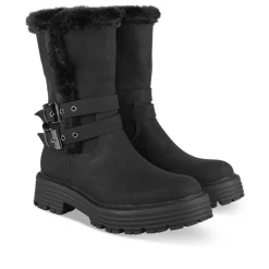 Bottes Fourré NOIR Fille Motif Fausse Fourrure Fermeture éclair