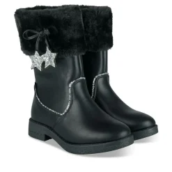 Bottes Fourré NOIR Fille Motif Uni Fermeture éclair