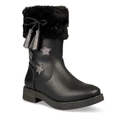 Bottes Fourré NOIR Fille Motif Uni Fermeture éclair