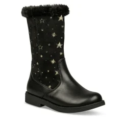 Bottes Fourré NOIR Fille Motif Uni Fermeture éclair