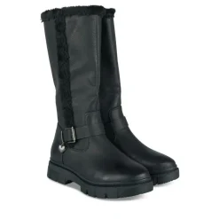 Bottes Fourré NOIR Fille Motif Uni Fermeture éclair
