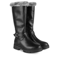 Bottes Fourré NOIR Fille Motif Coeurs Fermeture éclair