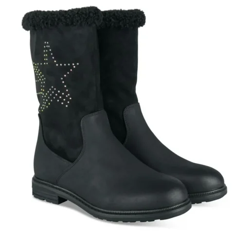 Bottes Fourré NOIR Fille Motif Fausse Fourrure Fermeture éclair