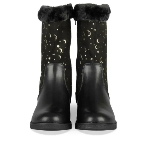 Bottes Fourré NOIR Fille Motif Iridescent Fermeture éclair