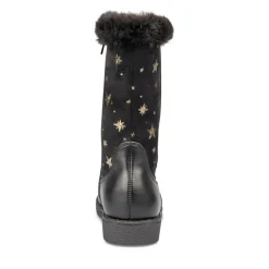 Bottes Fourré NOIR Fille Motif Uni Fermeture éclair