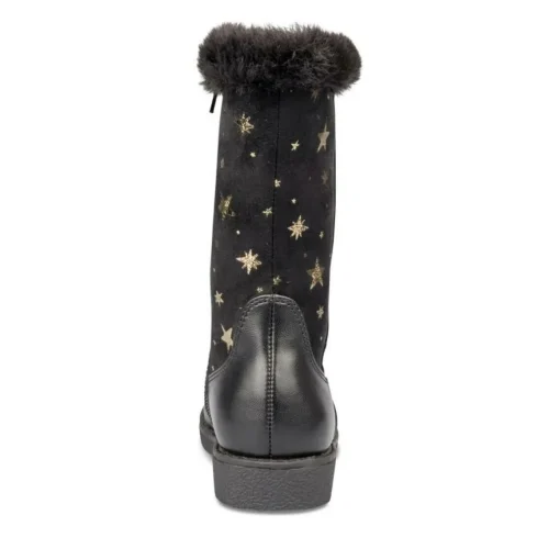 Bottes Fourré NOIR Fille Motif Uni Fermeture éclair