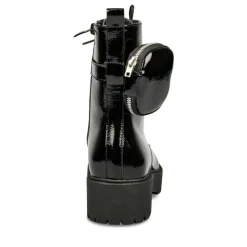 Bottes Fourré NOIR Fille Motif Uni Lacets