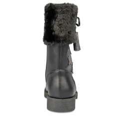 Bottes Fourré NOIR Fille Motif Uni Fermeture éclair