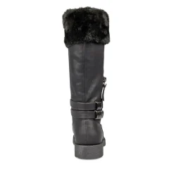 Bottes Fourré NOIR Fille Motif Uni Fermeture éclair