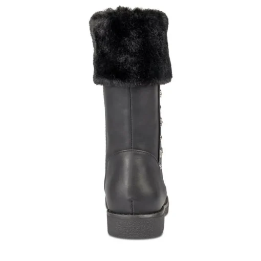 Bottes Fourré NOIR Fille Motif Uni Fermeture éclair