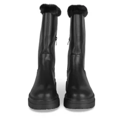 Bottes Fourré NOIR Fille Motif Uni Fermeture éclair