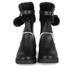 Bottes Fourré NOIR Fille Motif Fausse Fourrure Fermeture éclair